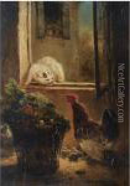 The Intruder Oil Painting - Henriette Ronner-Knip