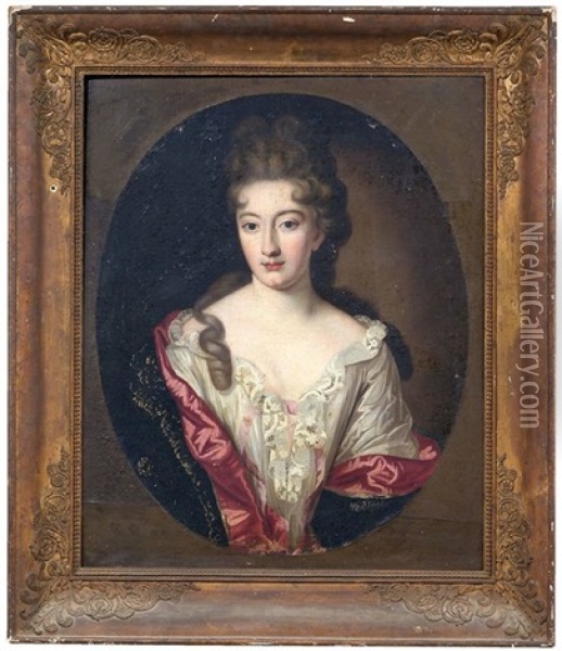 Bildnis Einer Dame En Face Oil Painting - Nicolas de Lagrilliere