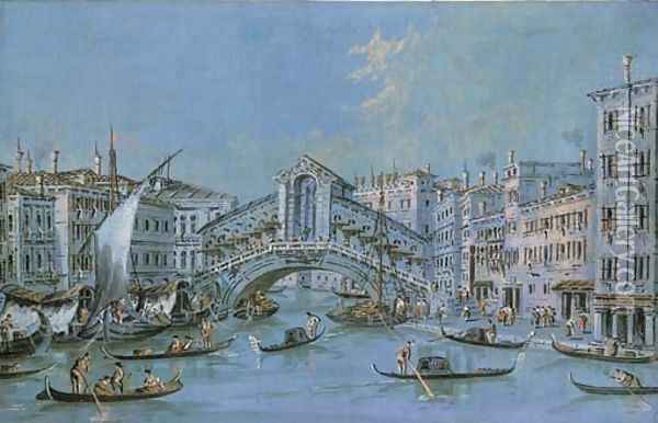 The Rialto Bridge, Venice Oil Painting - Giacomo Guardi