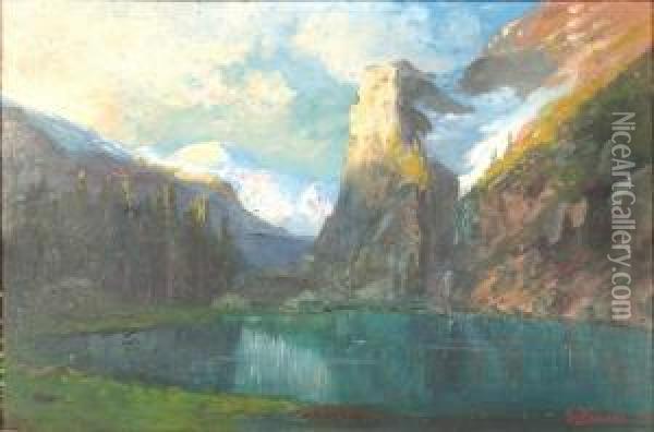 Sommerliche Landschaft Mit Bergsee. Oil Painting - Gerelamo Varese