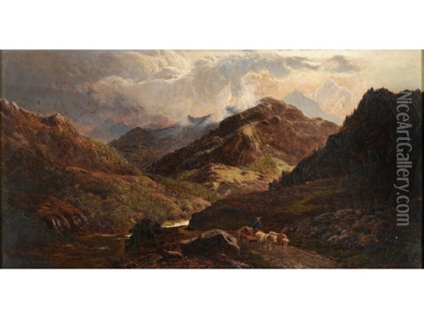 A Mountain Pass (savoy?) Oil Painting - Sidney Richard Percy