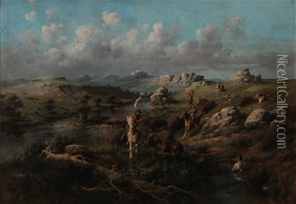 Buffalo Hunt Oil Painting - Edgar Samuel Paxson