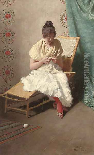 The seamstress Oil Painting - Eduardo Galli