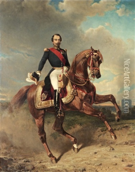 Kejsar Napoleon Iii Av Frankrike Till Hast Oil Painting - Carl Fredrik Kiorboe