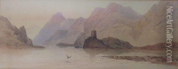 North Wales Lake Scenes Oil Painting - Aaron Edwin Penley
