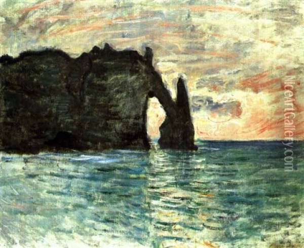La Falaise D'etretat Oil Painting - Claude Monet