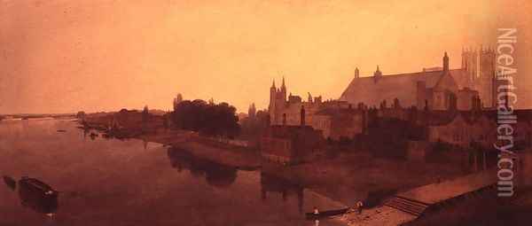 Westminster Abbey and Hall and Old Houses of Parliament Oil Painting - Peter de Wint