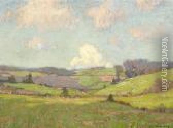 Passing Clouds Over Open Fields Oil Painting - William Wendt