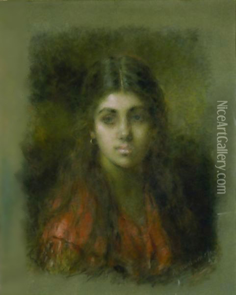 Young Beauty 2 Oil Painting - Alexei Alexeivich Harlamoff