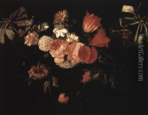 A Swag Of Flowers Oil Painting - Jan Davidsz De Heem