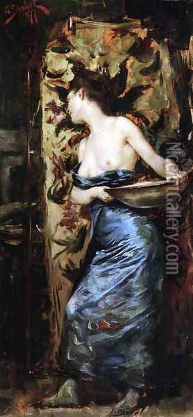 Femme Mi-Nue Oil Painting - Julius LeBlanc Stewart