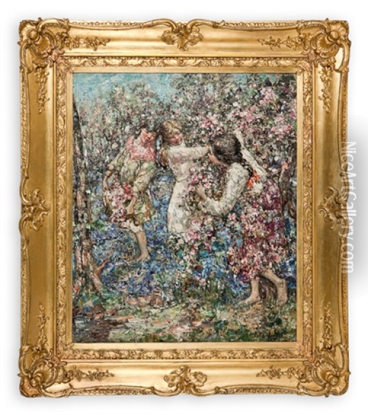 Blossom And Bluebells Oil Painting - Edward Atkinson Hornel
