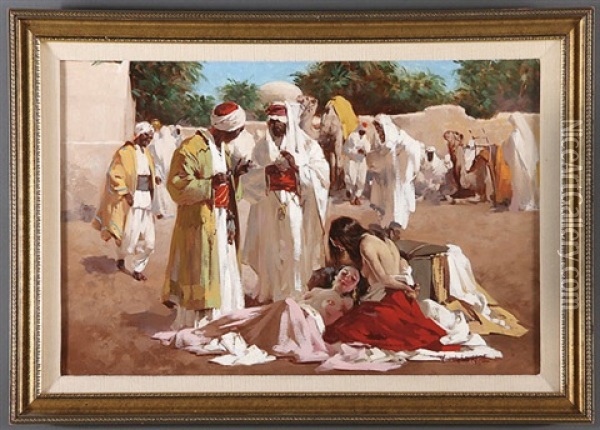 Arab Slave Market Oil Painting - W. Emerich Vizkelety