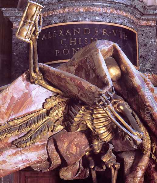 Tomb of Pope Alexander VII [detail of Death] Oil Painting - Gian Lorenzo Bernini
