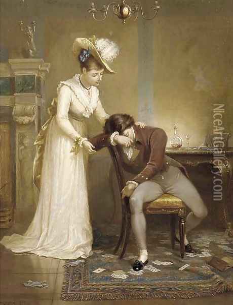 The gambler's wife Oil Painting - William Holmes Sullivan