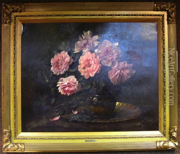 Still Life With Flowers In A Vase Oil Painting - Louis Van Hoorde