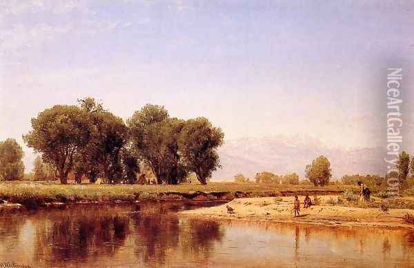 Indian Emcampment on the Platte River Oil Painting - Thomas Worthington Whittredge