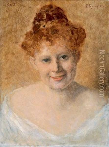 Bildnis Einer Dame Mit Roten Haaren Oil Painting - Franz Rumpler