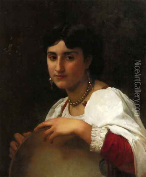 L'italienne au tambourin (Italian Girl with Tambourine) Oil Painting - William-Adolphe Bouguereau