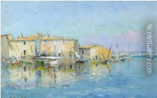 Port De Mediterrannee Oil Painting - Jean Baptiste Olive