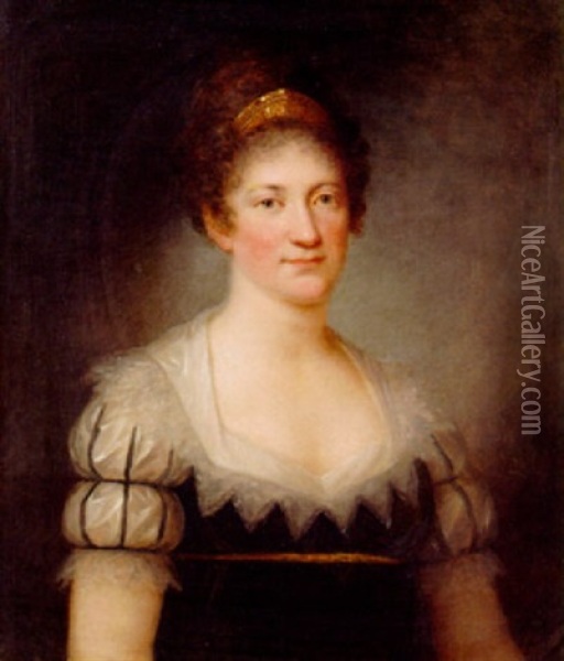 Drottning Hedvig Elisabet Charlotta I Hovdrakt Oil Painting - Carl Fredrik van Breda