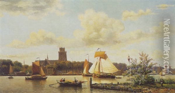 A View Of Dordrecht Oil Painting - Everhardus Koster