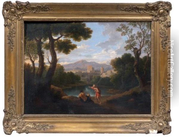 Paysage Au Lac Et A La Forteresse Oil Painting - Francisque Millet