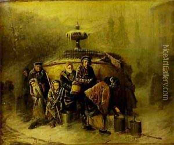 Queue To A Reservoir 1865 Oil Painting - Vasily Perov