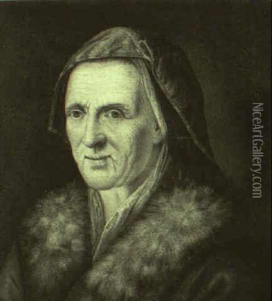 Portrait Of An Elderly Lady Wearing A Fur-trimmed Jacket Oil Painting - Balthazar Denner