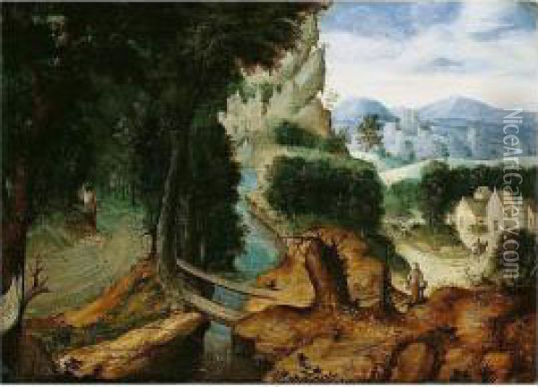 A Landscape With The Parable Of The Good Samaritan Oil Painting - Herri met de Bles