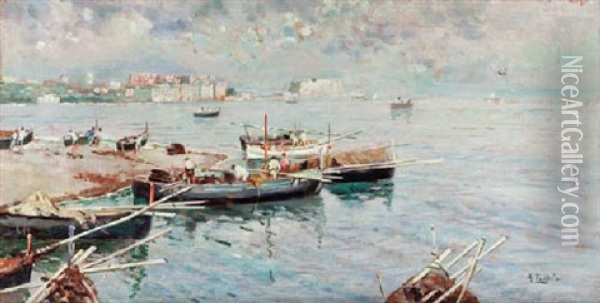 Neapolitan Seascape Oil Painting - Attilio Pratella