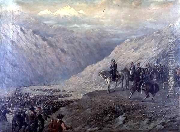The Passage of the Andes Oil Painting - Augusto Ballerini
