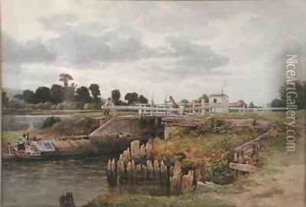A View on the Thames Oil Painting - Edward Duncan