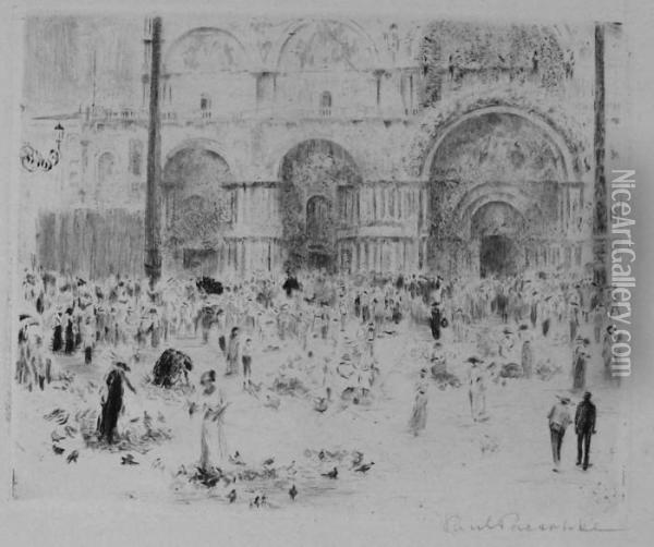Der Markusplatz In Venedig Oil Painting - Paul Paeschke