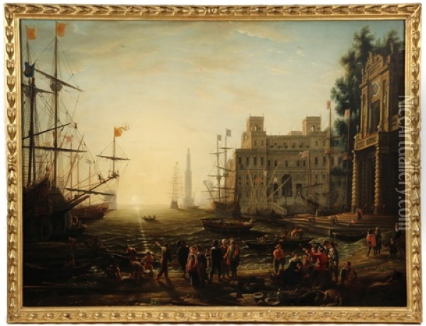 Harbour With Villa Medici Oil Painting - Claude Lorrain