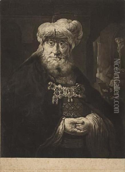 A Jew Rabbi Oil Painting - Rembrandt Van Rijn