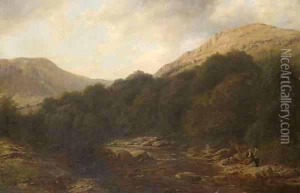 River Scene Oil Painting - Thomas Baker
