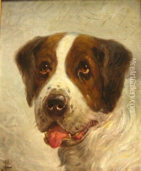 Sankt Bernhards Hund Oil Painting - N. A. Luetzen
