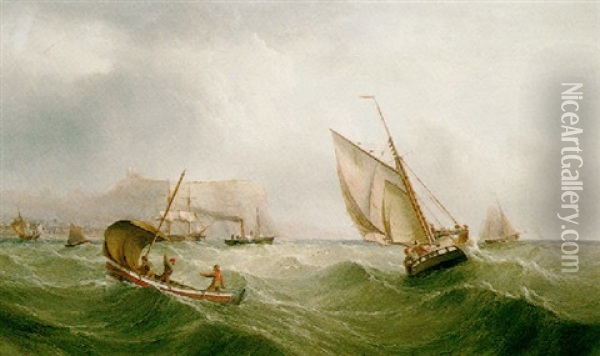 Shipping Off Scarborough Oil Painting - Henry Redmore