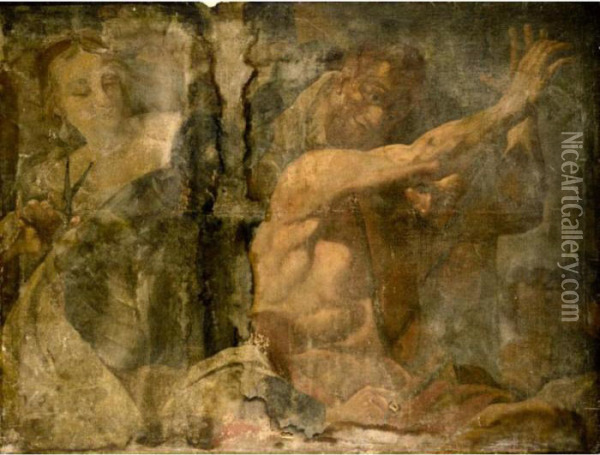 Samson And Delilah Oil Painting - Antonio Molinari