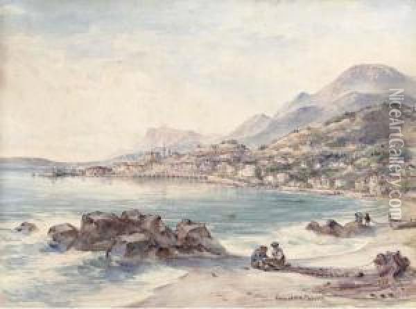 View Over Menton, Cote D'azur Oil Painting - Conrad H.R. Carelli