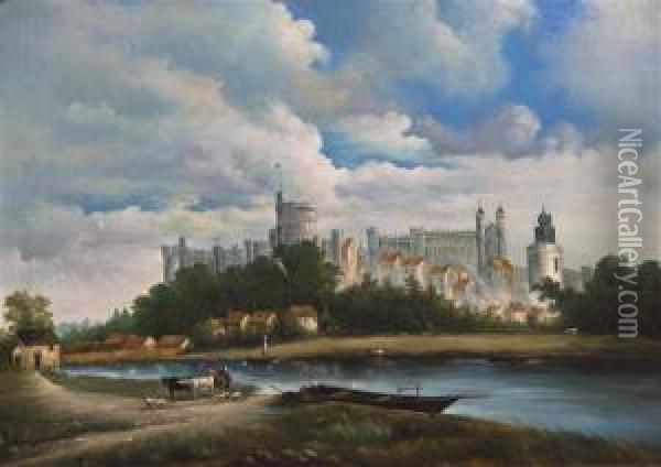 Windsor Castle Oil Painting - Alfred Vickers