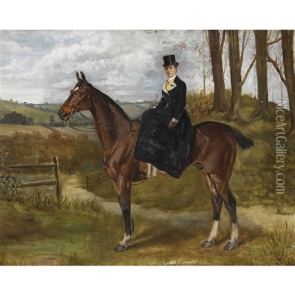 Comtesse Gwen Of Cowley On Her Horse Oil Painting - Lowes Cato Dickinson