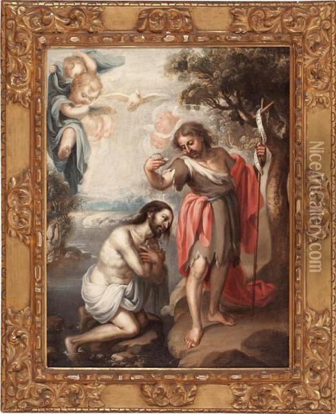 El Bautismo De Cristo En El Jordan Oil Painting - Juan De Valdes Leal
