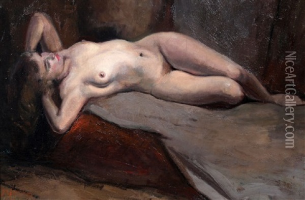Liggend Naakt Oil Painting - Johannes Josseaud