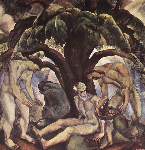 Nagy fa alatt, 1922 Oil Painting - Gyula Derkovits