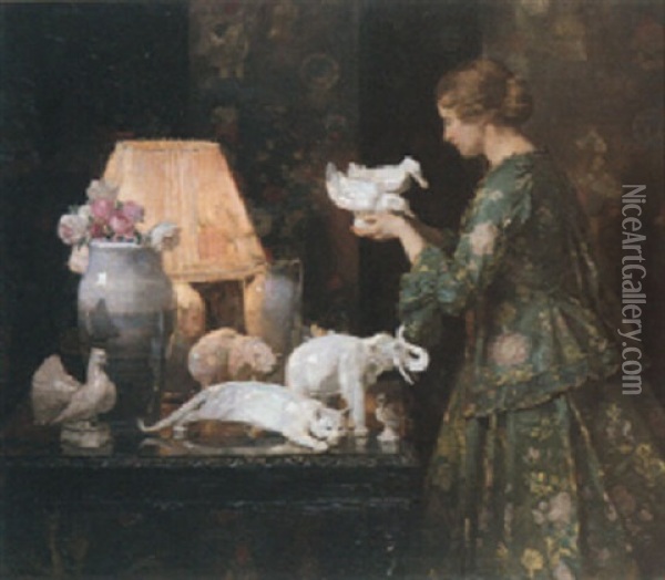La Collectionneuse Oil Painting - Jules Alexandre Gruen
