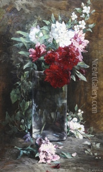Still Life With Flowers Oil Painting - Georgi Alexandrovich Lapchine