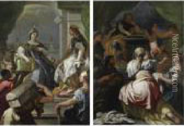 Salomone E La Regina Di Saba; Giudizio Di Salomone Oil Painting - Luca Giordano