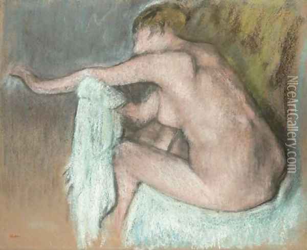 Femme s'essuyant le bras Oil Painting - Edgar Degas